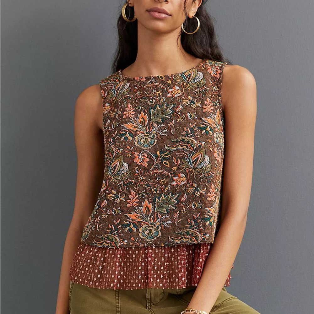 Anthropologie Eva Franco Jacquard Sleeveless Top - XL Petite XLP